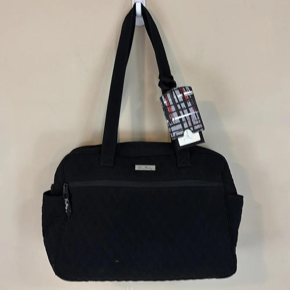 Vera Bradley Black Quilted Infant Baby Bag with Changing Mat